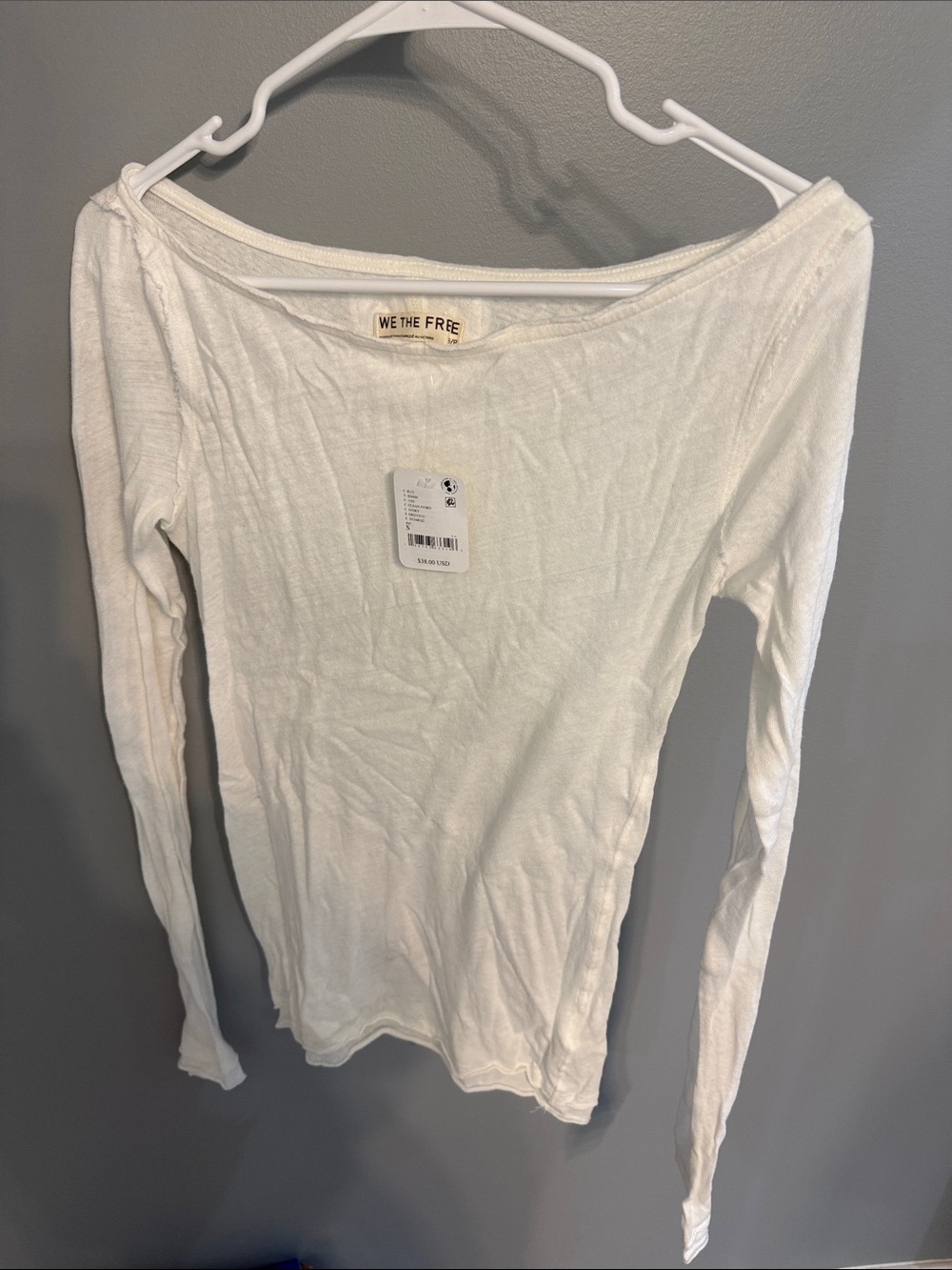 We The Free White Off-Shoulder Long Sleeve Top